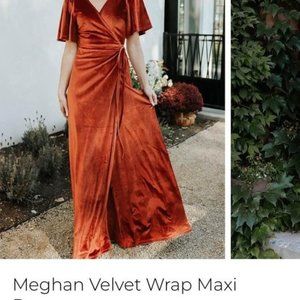 Baltic Born Meghan Velvet Wrap Maxi Dress Rust size Medium
